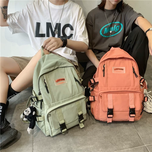 Вместительный и большой школьный рюкзак, трендовая сумка, в корейском стиле, простой и элегантный дизайн, для средней школы, подходит для студента