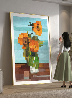 梵高名画抽象艺术落地画现代简约玄关装饰画酒店样板间高级感挂画