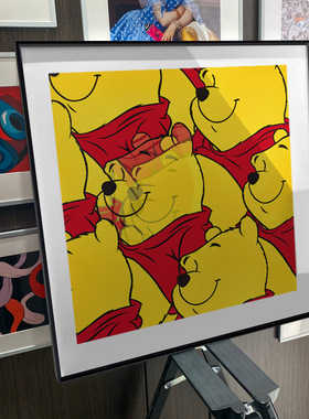潮流Jerkface珍藏小熊维尼版画重影装饰画复刻样板房儿童房挂画