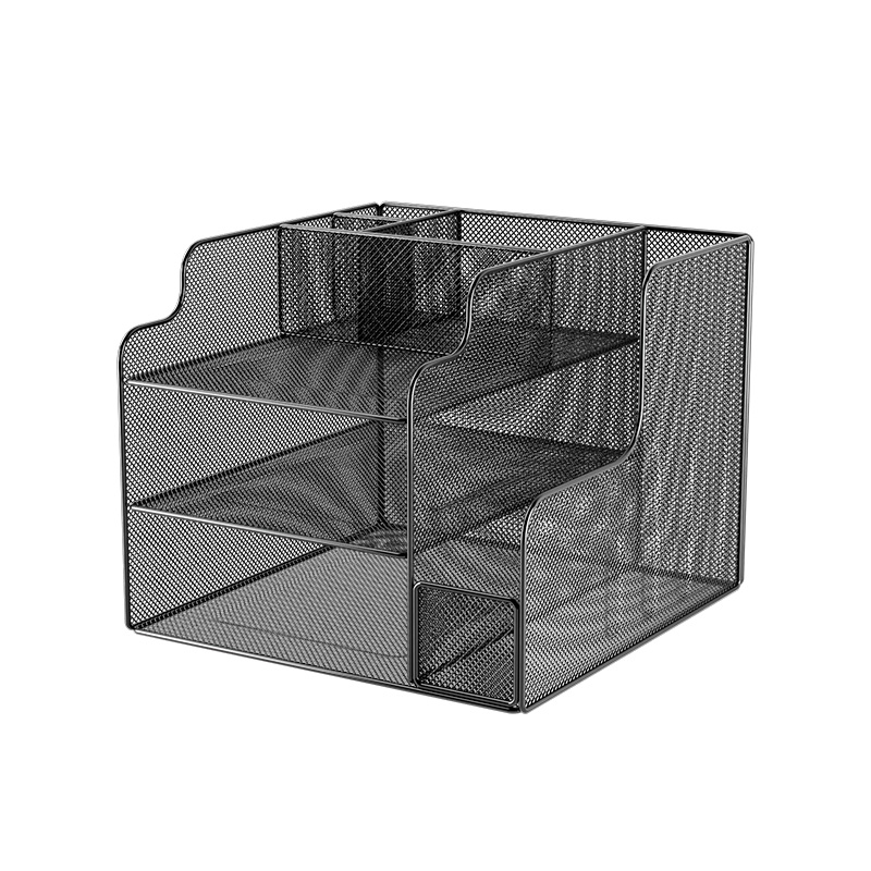 办公桌整理文件架桌面收纳盒家用办公资料金属置物架学生书桌书架