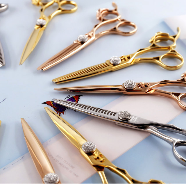 Dancing professional hairdressing scissors, tooth scissors, flat scissors, comprehensive structure, cutting, measuring scissors, hairdressing scissors, rose gold scissors