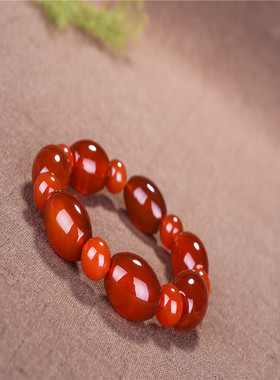 南红玛瑙桶珠情侣手链路路通
