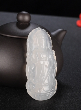 冰种站观音立体男女款玛瑙玉石