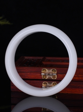 和田白玉正圆轮胎镯子加宽女士款