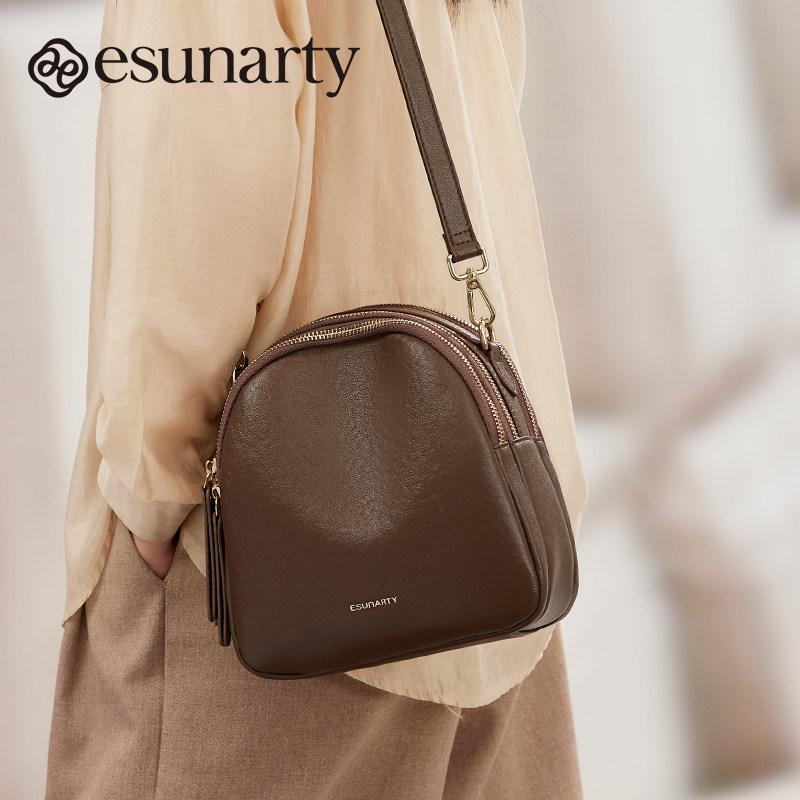 真皮女式斜挎包2025新款复古秋冬季手提包软牛皮小挎包女士贝壳包,淘宝优惠券,粉丝福利购,淘宝优惠卷