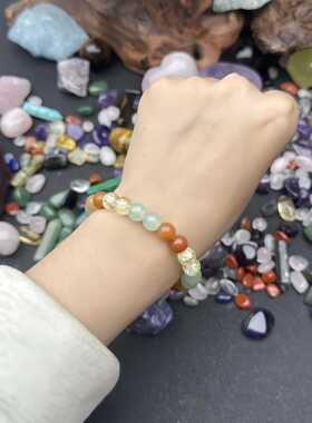 跨境爆款手链橙月光灰月光白爆花天然石手串水晶绿松石橙色串珠串