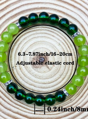 跨境爆款手链绿玻璃招财好运吸引财富聚好运清新亮色手串绿色串珠