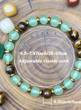 跨境爆款手链绿玻璃天然虎眼石拼接手链吸引活力力量清新串珠手串