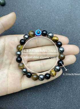 temu希音tk跨境爆款手链虎眼石黑胆石黑曜石恶魔之眼工厂现货