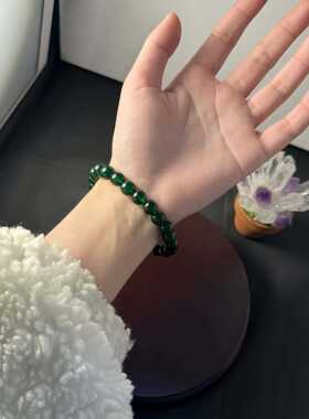 跨境爆款马来玉手工制作手链男女手串绿色人造水晶独龙玉串珠饰品