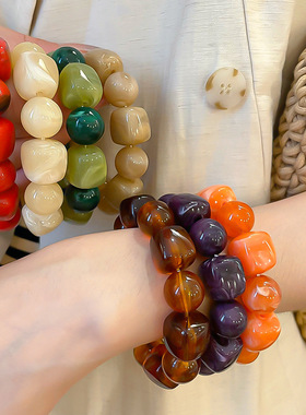 亚克力不规则圆形串珠手链个性时尚简约手串百搭小众高级感手饰女