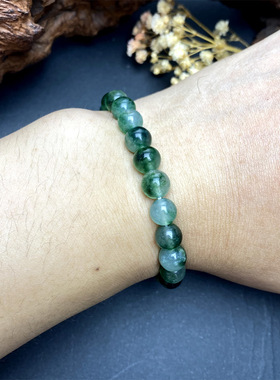 temu希音tk跨境爆款手链新款爆款天然石手串优雅绿色玛瑙弹力串珠