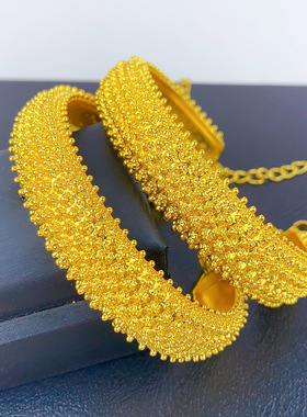 中东迪拜bangles云南少数民族风24k镀金半开口手链子手镯子首饰品