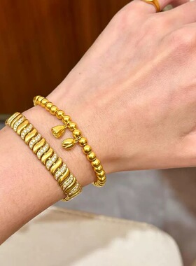 正宗新款两世欢古法传承手链女越南沙金仿真黄金自律秋冬串珠结婚