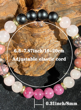 跨境爆款手链天然粉水晶石榴石爱情魔法吸引活力浪漫手串桃花珠串