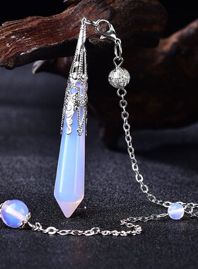 跨境天然紫水晶粉晶吊坠单尖六角柱项链瑜伽配件灵摆调频外 贸饰