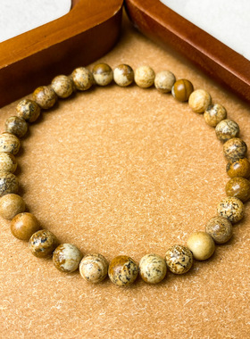 跨境爆款手链6mm天然美国图画石舒缓情绪缓解焦虑防护款手串饰品