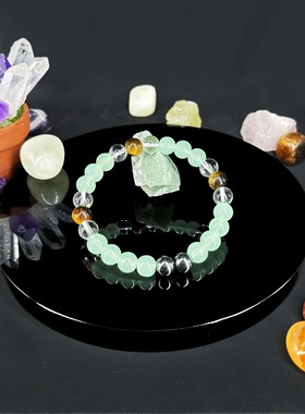 跨境爆款手链虎眼石赤铁矿绿东陵白水晶时尚天然碧玉手链礼物手串