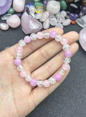 跨境爆款手链紫水晶白幽灵粉水晶女礼物天然玉石手串时尚手环珠串