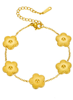 简约气质五叶花首饰品套装四叶草镭射钛钢梅花时尚百搭网红手链套