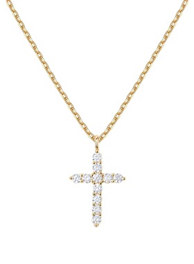 洗澡不掉色～S925纯银满钻十字架项链颈链美式嘻哈百搭小众设计感