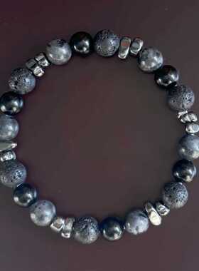 跨境爆款手链手工制作时尚男士手链套件天然石黑色金属元素手串珠