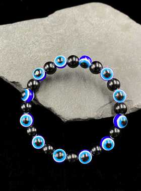 跨境爆款手链恶魔之眼蓝记忆主题提升思维清晰度专注手串眼珠串珠