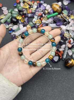 temu希音tk跨境爆款手链紫水晶天河石虎眼石葡萄石黑发金手串串珠