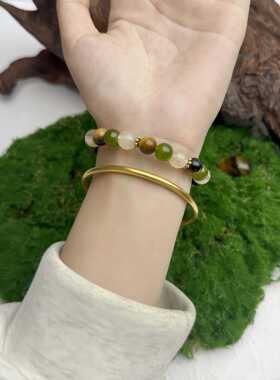 temu希音tk跨境爆款手链虎眼石西瓜晶琉璃手链礼物女款绿色手串珠