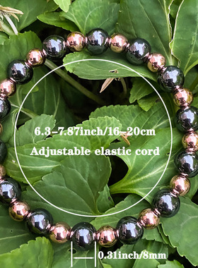 跨境爆款手链天然黑胆石铜珠手链守护运势个性手串黑色金属球串珠