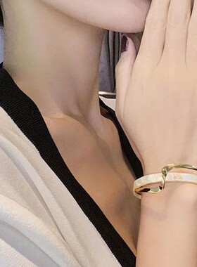 真金电镀几何开口手镯韩版ins复古轻奢手环小众个性设计感手饰女