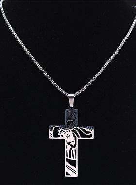 欧美新款十字架不锈钢项链男士电镀18k金项链吊坠珠宝首饰品配饰