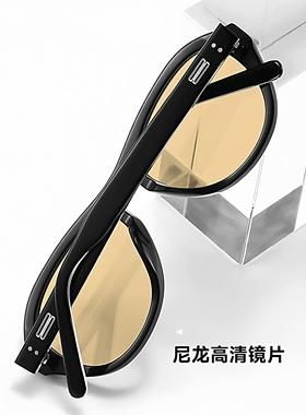 GM复古黑框茶片防紫外线墨镜