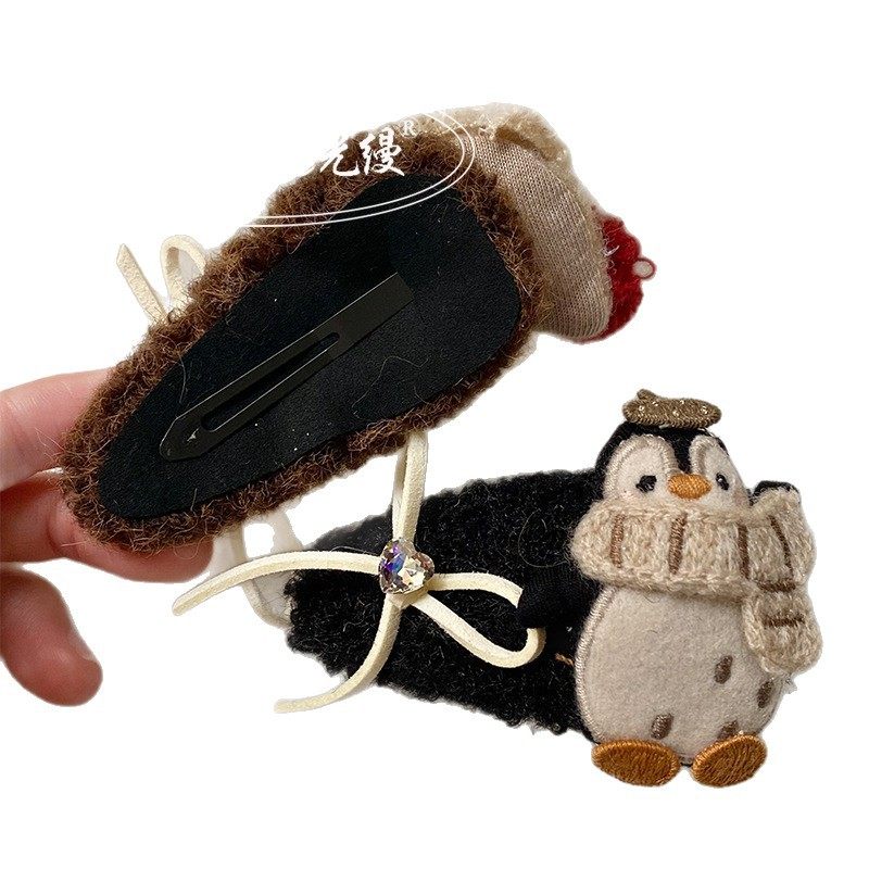 可可爱爱玩偶KT猫小企鹅毛绒发夹少女心甜美秋冬新款刘海夹发卡女,淘宝优惠券,粉丝福利购,淘宝优惠卷