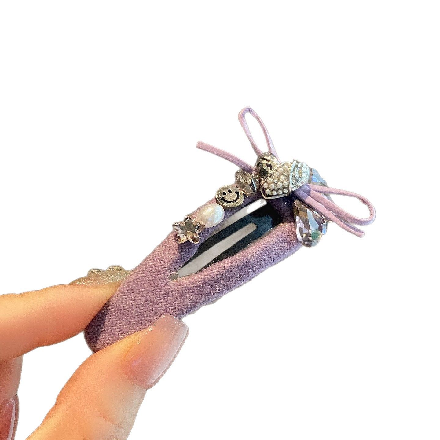 韩版东大门紫色蝴蝶结爱心边夹高级感精致轻奢高档气质刘海侧边夹,淘宝优惠券,粉丝福利购,淘宝优惠卷