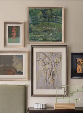 桥 原创风景花抽象组合挂画法式复古中古现代卧室餐厅客厅装饰画