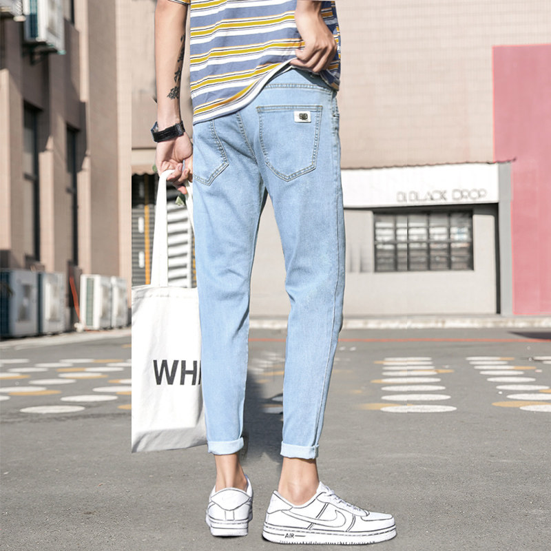 2021年秋季新款牛仔男黑色九分长裤 大哥头牛仔裤