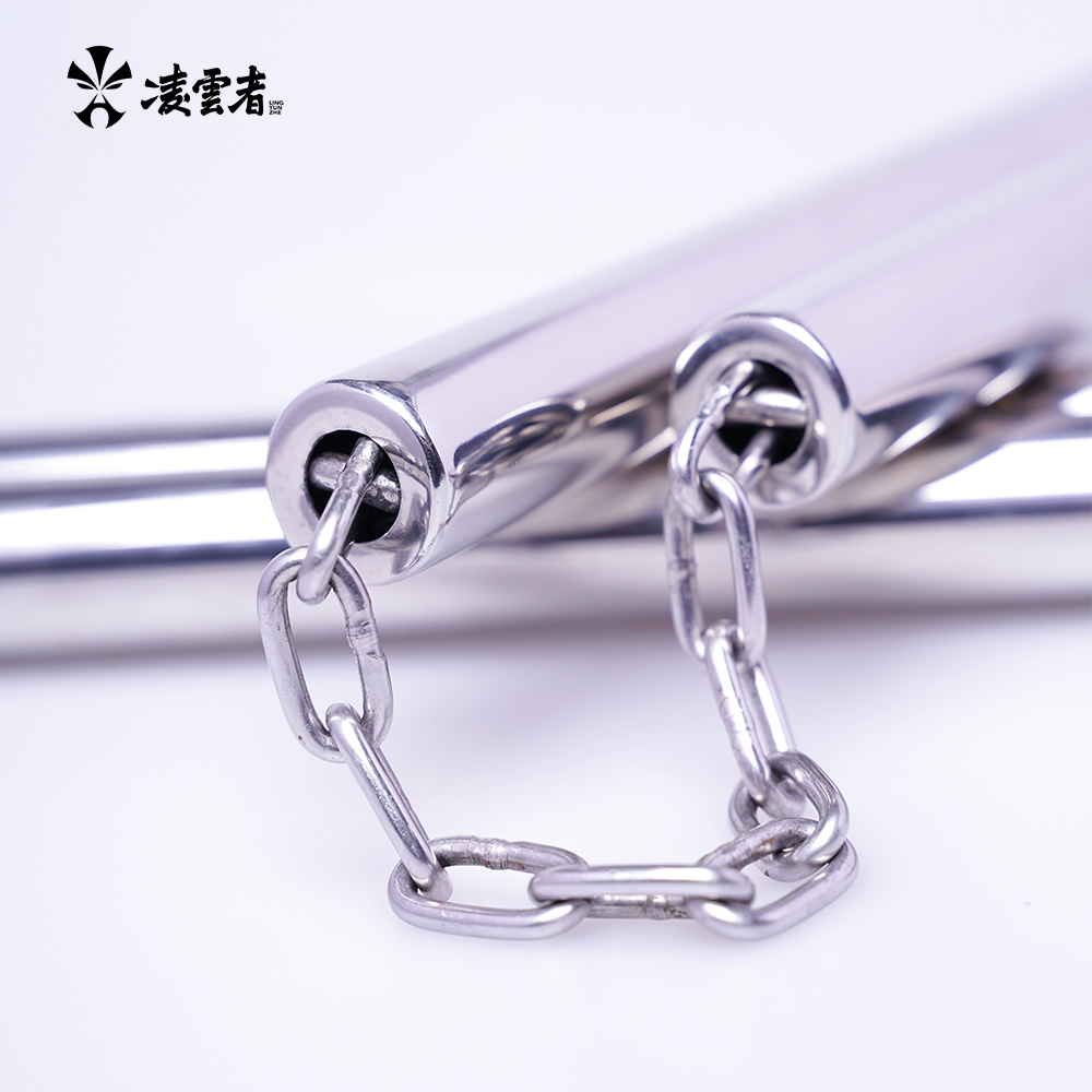 【凌云者】35cm加长款不锈钢平头双节棍练习训练表演双截棍 - 图1