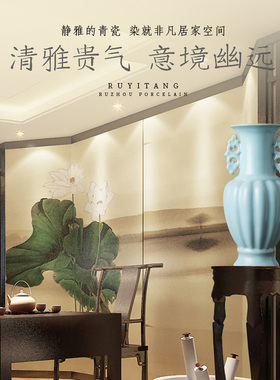 仿古汝窑工艺品瓷器花瓶客厅摆件