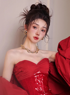 新娘项链耳环金属高级感礼服饰品