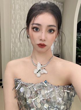 康康造型新娘项链耳环轻奢小众高级感颈链锁骨链晚礼服晨袍耳饰品