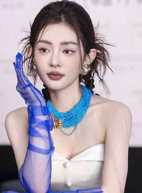 新娘耳环项链蓝色礼服晨袍耳饰品