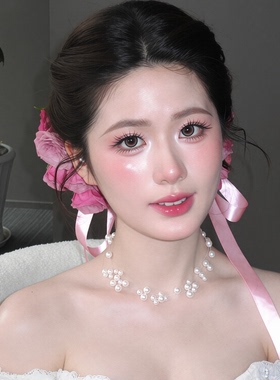 法式新娘项链耳环仿珍珠多层轻奢高级感结婚礼服婚纱晨袍旗袍饰品