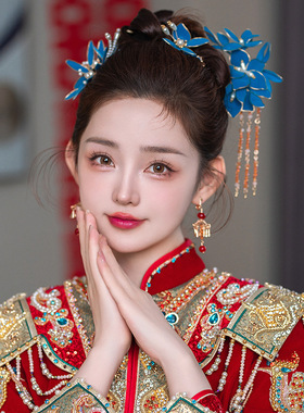 中式新娘头饰旗袍敬酒服秀禾发饰