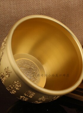 纯铜百福缸黄铜米缸客厅摆件