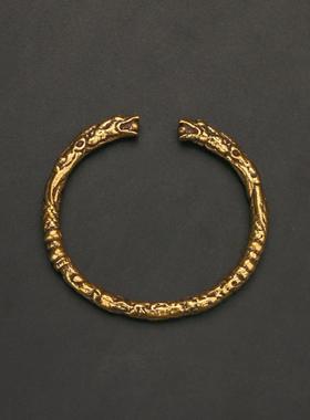 纯黄铜老九门佛爷同款龙头手镯男