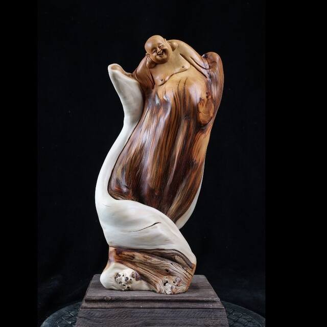 Taihang Thuja ornaments root carving living room solid wood conformal carving crafts wood carving Bodhidharma Maitreya Buddha Guanyin Buddha statue
