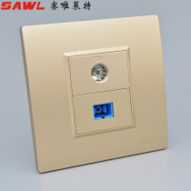 Type 86 Computer Fiber Optic Ribbon Closed-circuit TV Wall Panel Champagne Gold SC Fiber TV Wired Digital TV Socket