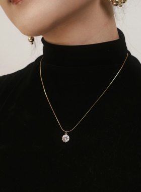 BOMBCACA黄金时代系列 星辰之泪 单颗锆石蛇骨链欧美ins百搭项链