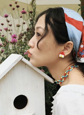 BOMBCACA放牛班的秋天系列 绘本里的小房子 原创可爱彩色趣味耳环